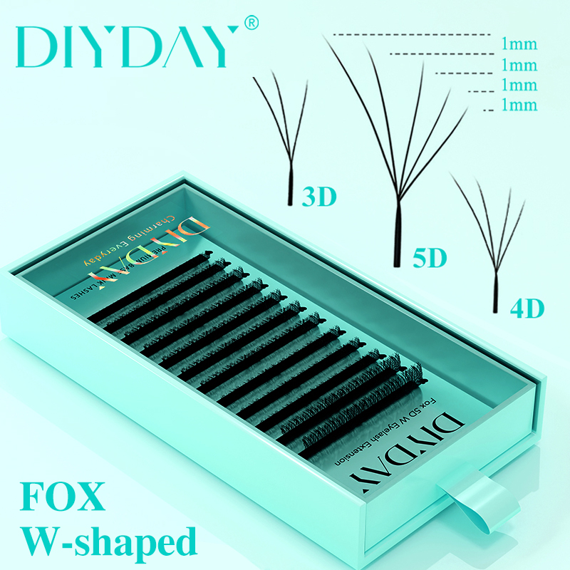 DIYDAY Foxy W-Shaped 3D 4D 5D  - đánh giá và giá Eyelash Extension Volume Cat Eye