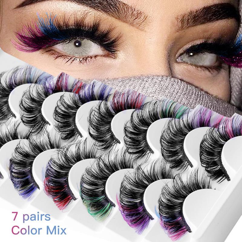 7 Pairs Colorful False Eyelash - đánh giá và giá Eyelash Extension Cluster