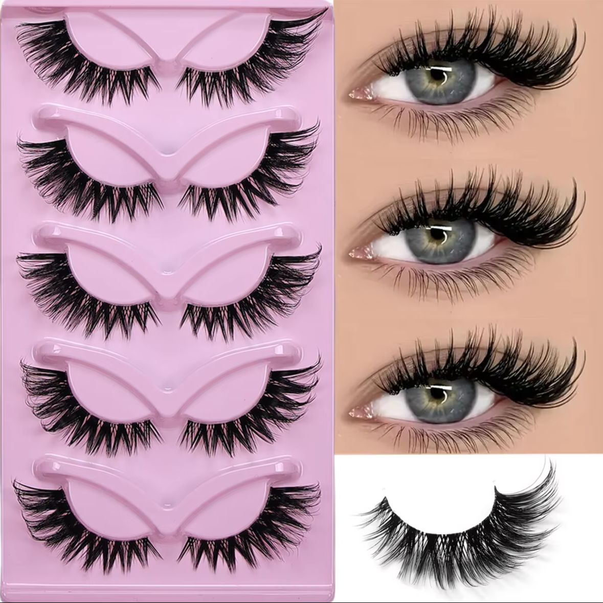 5 Pairs Cat Eye False Eyelashe - đánh giá và giá Eyelash Extension Volume Cat Eye