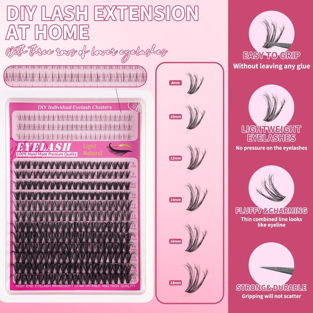 8-18mm Length False Eyelashes  - đánh giá và giá Eyelash Extension Cluster